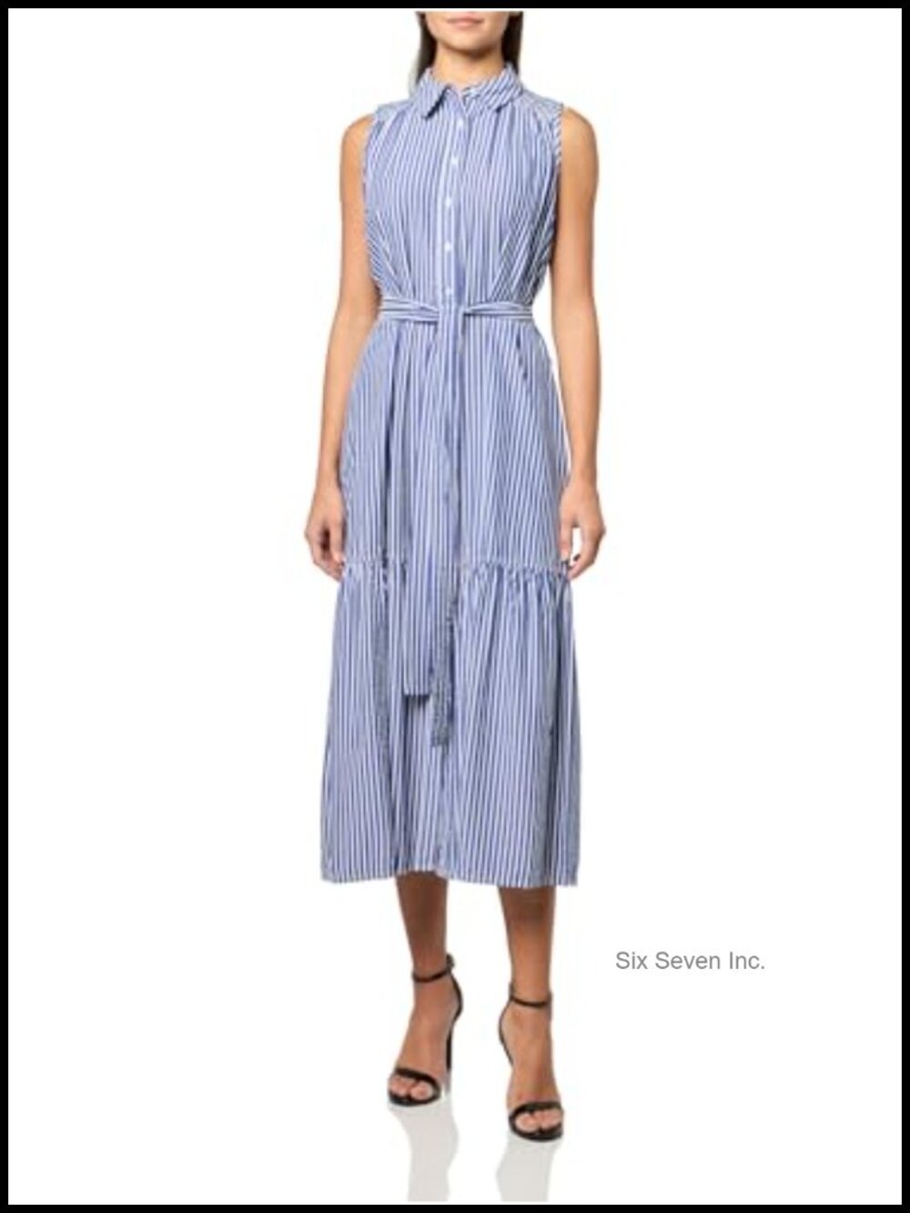 Maxi Self Tie Shirt Dress with Collar - Women's Casual Long Dress